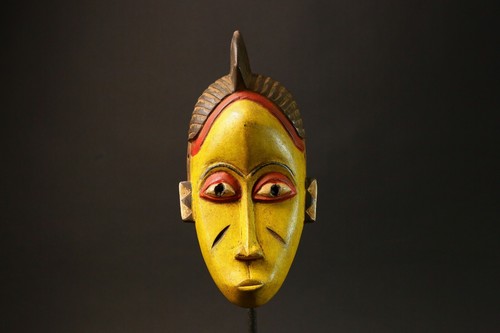 Vintage African Baule Ndoma Mask Hand Carved Wood Painted Ritual Original-G2987 - Photo 13/24