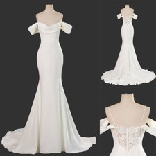 Elegant Mermaid Wedding Dresses with Straps Simple White Ivory Satin Bridal Gown