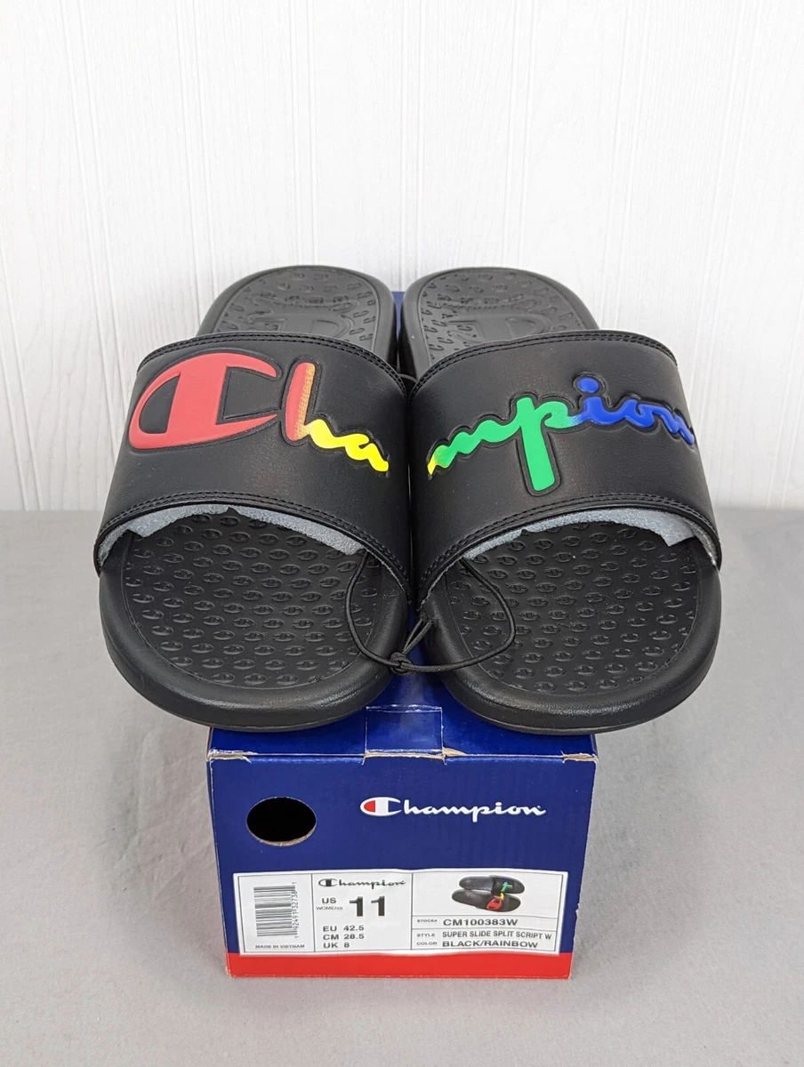 Black rainbow cheap champion slides