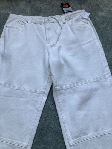 Pantalones de mezclilla Santa Cruz para hombre W36” L32” blanco roto con lazo cintura con logotipos nuevos con etiquetas - Imagen 3 de 11