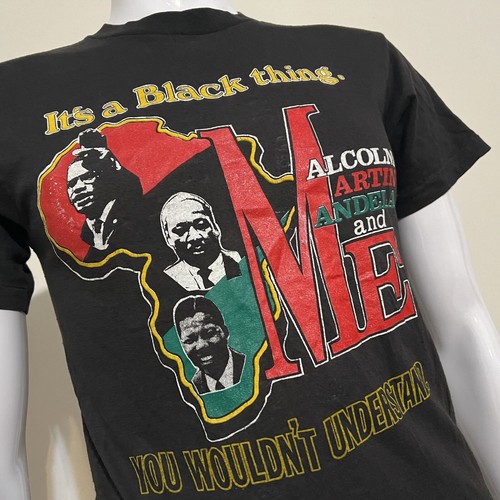 80s MALCOLM X MARTIN LUTHER KING NELSON MANDELA T-Shirt Rare VTG Modern Sz Small - Picture 2 of 18