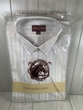 Chaps Ralph Lauren Dress Shirt Mens 16 34/35 White Thin Stripe Purple Tag