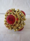 Vintage Plastic GOLD & RED JEWEL Triangle Lot of 4 Christmas Ornament Decoration — photo 9