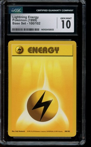 CGC 10 GEM MINT Pokemon Lightning Energy Base Set Energy 100/102