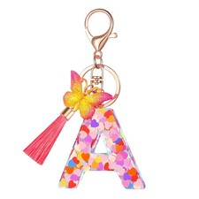 Suweibuke Colourful Cute Initial Letter Keychains for Women Girls with Tassel...