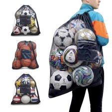 Extra Large Mesh Ball Bag with Pocket, Holds 13 Soccer Balls, 10 Basketballs,