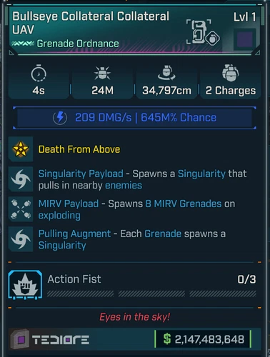 Borderlands 4 • Modded Pearl Grenade • UAV Super Nuke 3.8B Level 60 • PS PC XBOX