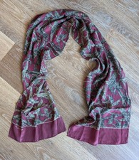 Vintage ECHO 100 Silk Oblong Rectangular Scarf Maroon Black Beige 50" x 10"