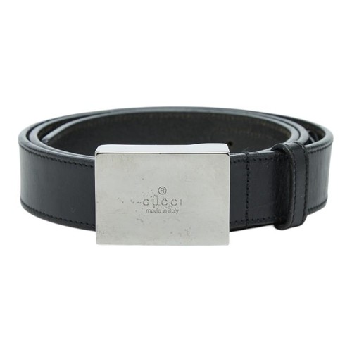 Used Gucci logo buckle belt size 90/36 114966 black leather men's GUCCI [Used]