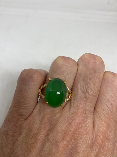 Vintage Glücksring grün Nephrit Jade Gold - Bild 7 von 7