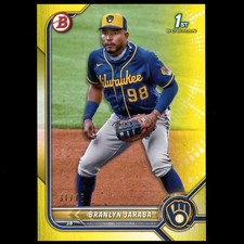 2022 Bowman #BP-15 Branlyn Jaraba 1st Prospects RC Yellow Border SP #/75
