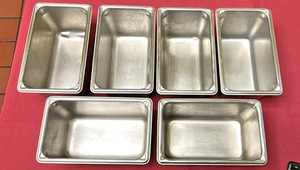 (6) Lot of  Stainless Steel Steam Table Pans 10"x6"x6"