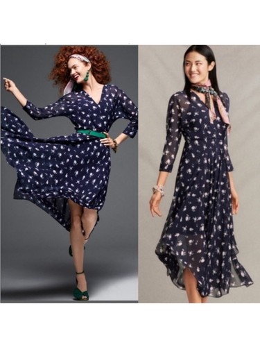 Cabi Dress Dream Pemberley Print MIDI Dress Blue Size 6