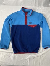 Patagonia Synchilla Snap-T Red Blue Fleece Pullover Boys Size XL 16 CL34