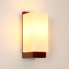 1/2X Wooden Wall Lights Indoor 3000/4500/6500K Wood Bedside Bedroom Hallway Lamp