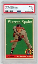 1958 Topps Baseball Card #270 Warren Spahn HOF Milwaukee Braves EX 5