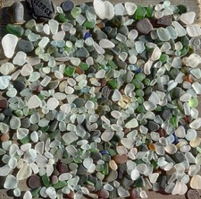 480 Genuine Surf Tumbled  Seaglass Gems, “Craft Grade”, 23 Ounces, 8 UV