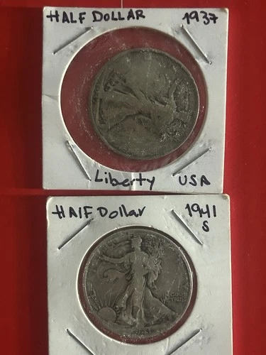 1937 & 1941S Silver Walking Liberty Half Dollars!