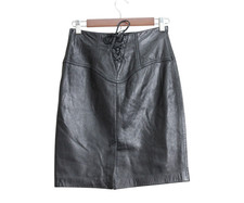 NWT Vintage Y2K Express 100 Genuine Leather Skirt Size 4 Grunge Club Cocktail