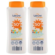 2 x Lacura Sun SPF 50+ Baby & Kids Sensitive Sun Lotion 200ml 24.98 per litre