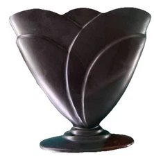 Royal Haeger Black Art Deco Style Pottery Vase Mid-Century Modern Matte MCM