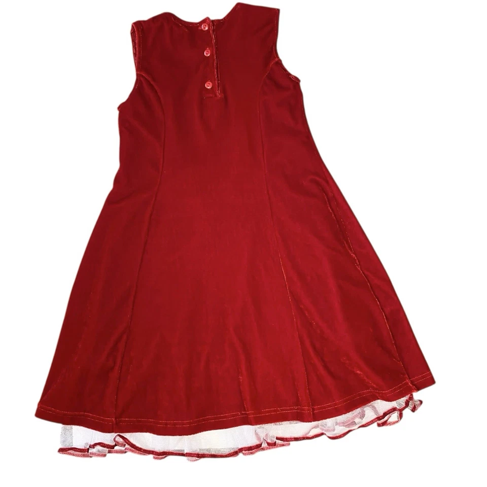 Vestido midi de terciopelo rojo BLUEBERI BOULEVARD para niña 6X lazo de Navidad estrás Foto 3 de 4
