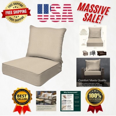 Luxurious Outdoor Deep Seat Cushion 24 x 23 in Textured Almond - Durable & Comfy