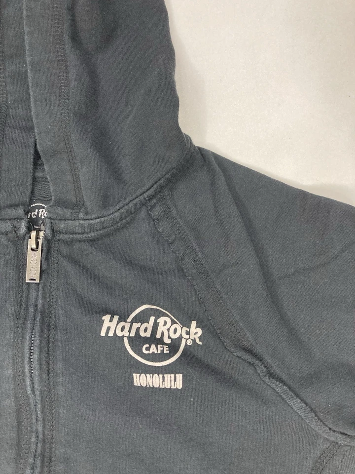 Hard Rock Honolulu Graphic Full Zip Hoodie Women XS Black Guitar Rose Y2K - Image 4 of 4