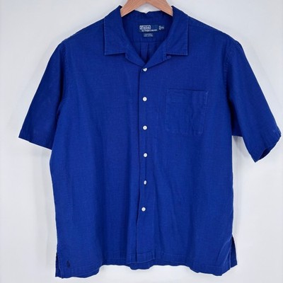 Vintage Polo Ralph Lauren Caldwell Shirt Mens XXL Blue Cotton Camp