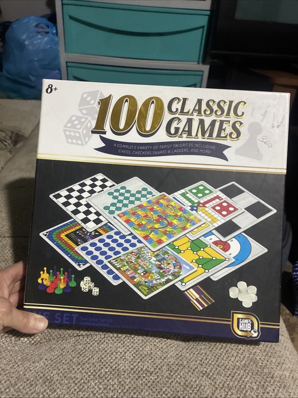 100 Classic Games Compendium with 5 Boards and All Pieces Ages 8 + Family Game