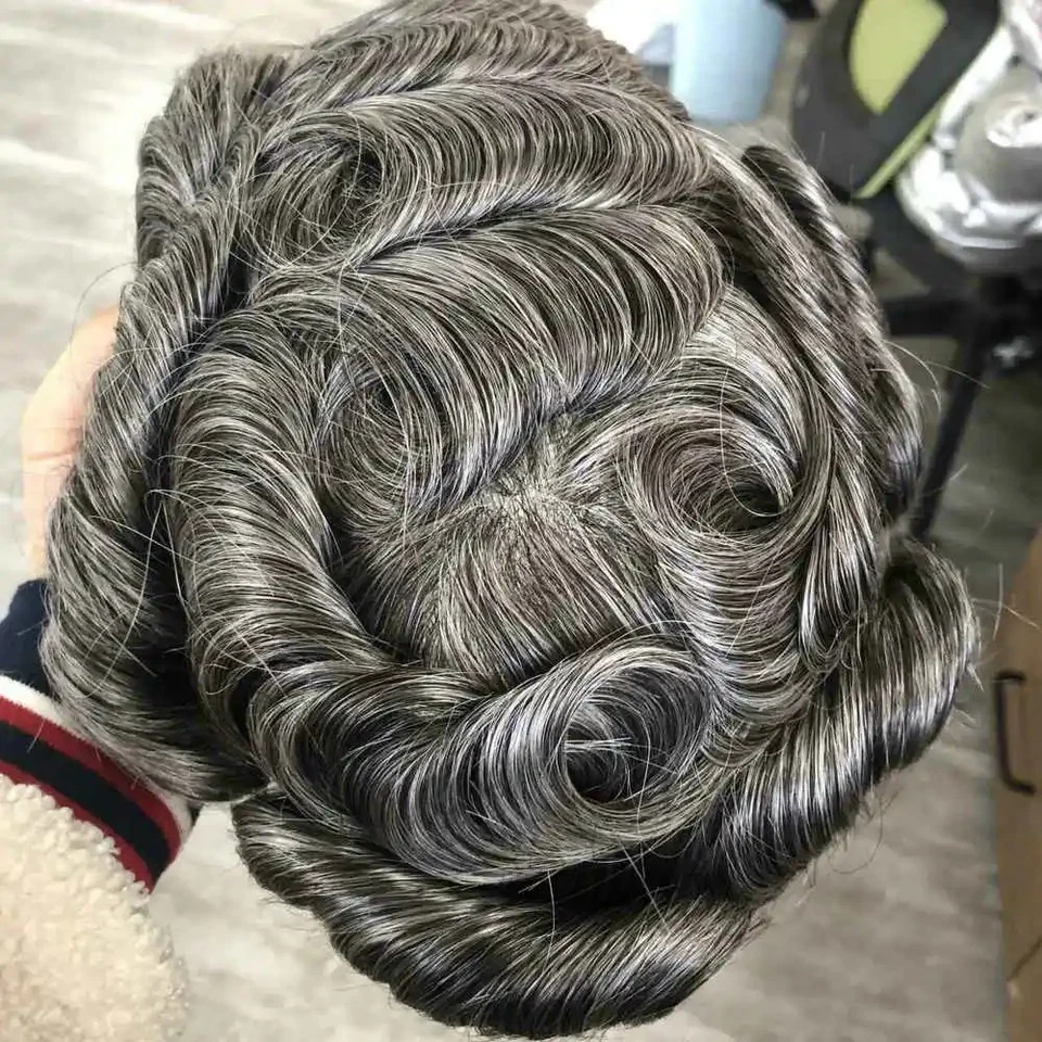 Undetectable Black Grey 1B20  Men Toupee Durable Thin Skin Male Wig Human Hair - Image 4 of 4