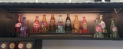 Bethesda Fallout Nuka Cola Dark, Cranberry & Quartz Glass Bottle + Caps Set