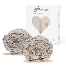 2-Pack 100 Cotton Muslin Crib Sheets for Standard Crib Mattress 28x52 Inch