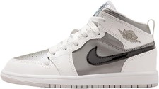 Jordan 1 Mid SE Little Kids' Shoes Photon Dust/Flat Pewter/Black/Blue Chill -