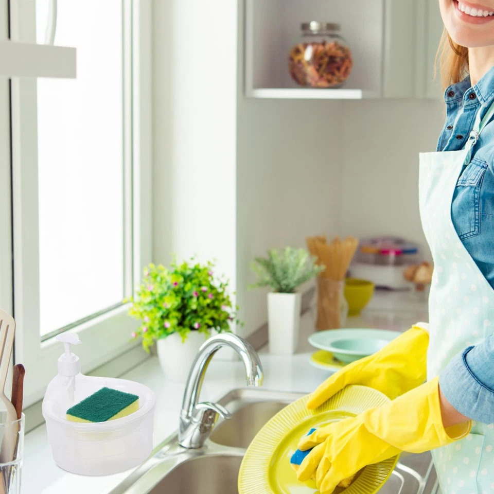 Dispensador de jabón para platos de cocina Dispensador de líquido para lavar cocina 2 en 1 normal Foto 3 de 4