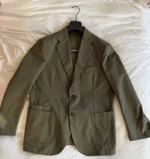 DRAKE'S Green Cotton Drill Sportcoat Blazer Sz US 46  Italy ORP $1,495