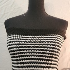 SHEIN Women's XS Black White Striped Strapless Knit Stretch Bodycon Mini Dress