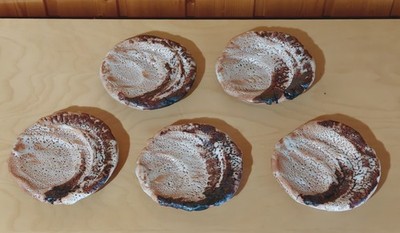 Shotaro Hayashi shino plates, set of five, high quality contemporary pottery