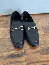 A New Day Gold Chainlink Faux Leather Womens Loafers Size 6 Black Slip On