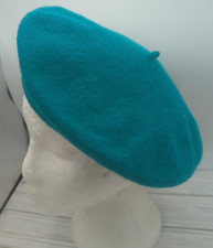 vintage basque beret Teal Blue Green Wool hat