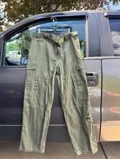 Y2K Bugle Boy Cargo Pants 36x34 Green Utility Belted