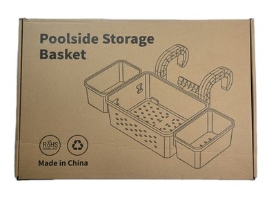 2 Pack Poolside Storage Basket with 2 Cup Holders Above Ground Pools 