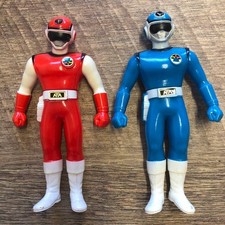 Power Rangers Flash Man Bandai Flashman Red Blue Sofubi Figure Vintage Japan image