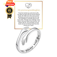 Granddaughter Hug Ring For Hope Rings, Stainless Steel Motivation Silver