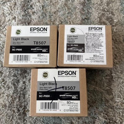 Epson Ink Lot of 3 Light Black T8507 80ml For SC-P800 C13T850700 New 2022/05