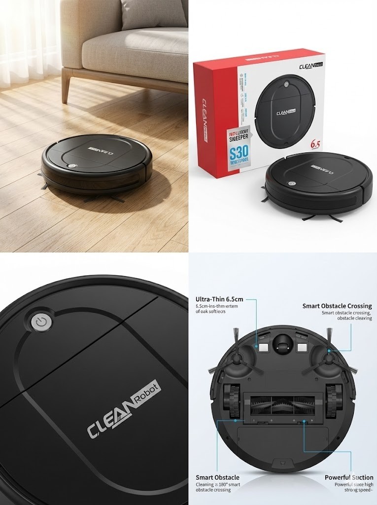 S30 Intelligent Robot Vacuum - Ultra-Thin 6.5cm Smart Sweeper for Hard Floors