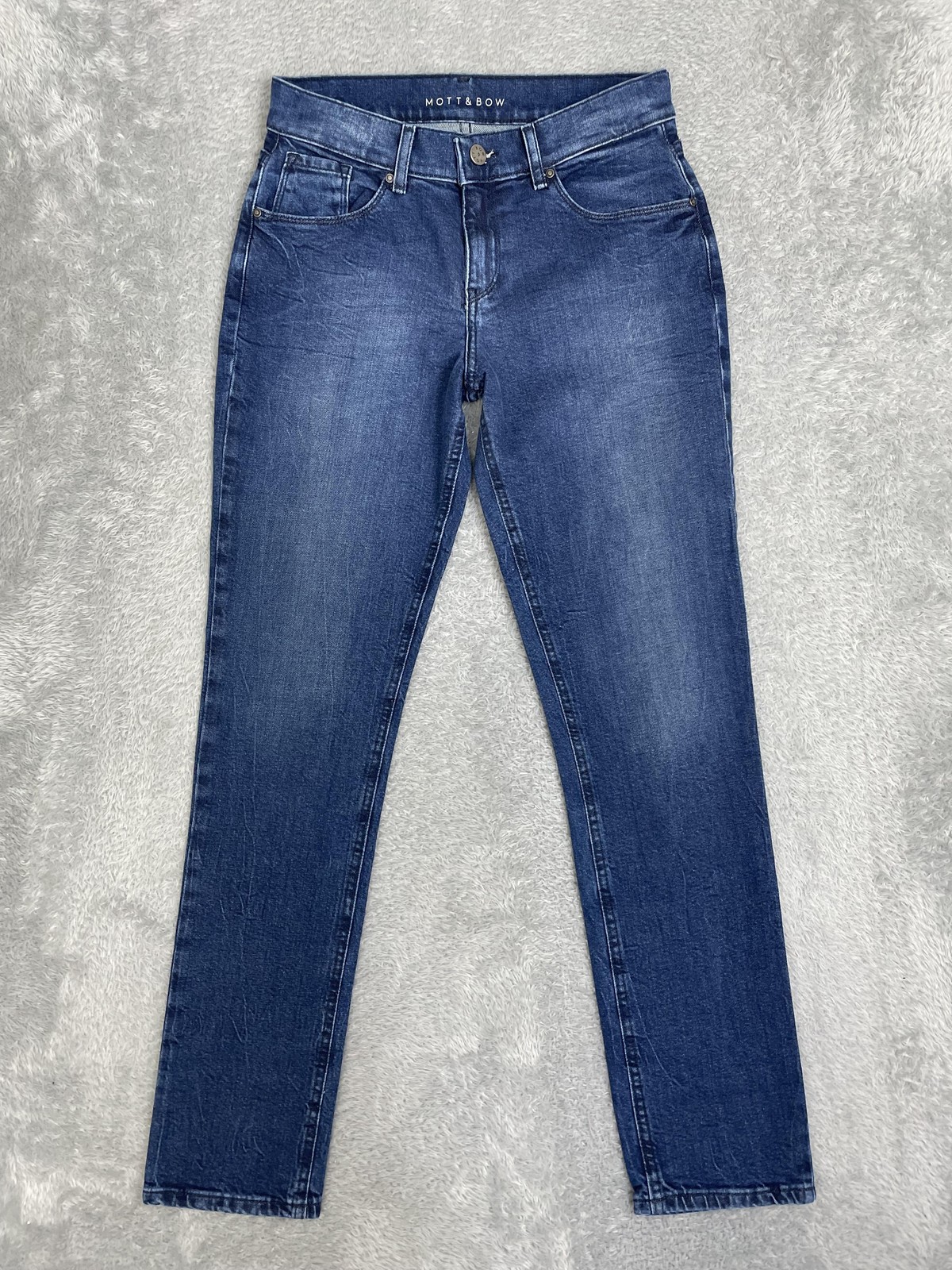 Mott & Bow Slim Straight Jeans Womens 28x32 Blue Stretch Medium Wash