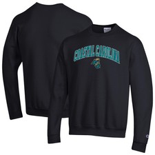 Men's-Champion  Black Coastal Carolina Chanticleers Arch Over Logo Pullover