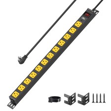 12-Outlet Long Power Strip,With Surge Protector/2100J/6ft 14AWG Cord ETL Listed