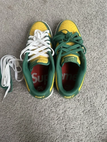 Nike Dunks Supreme vert et jaune "Brésil Colorway" livré avec 2 paires de lacets